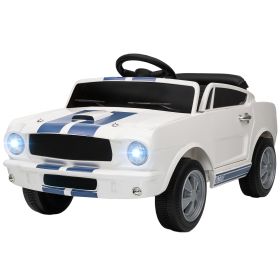 Ride On Car With Remote Control, Adjustable Speed, MP3, Smooth Start, LED Lights, White (Color: White)