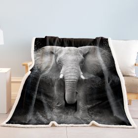3D Elephant Printed Sherpa Fleece Blanket For Couch Sofa Bed Soft Cozy Fuzzy Black Galaxy Elephant Gifts For Women Adults 130X150cm 150X200cm (Option: 130x150-Gray)